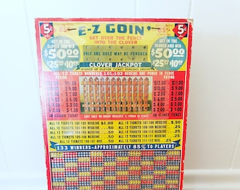 Vintage Antique Collectible E-Z Goin Punchboard Juego de punchboard