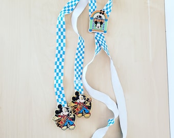 Vintage 1990s Disney Mickey Mouse Blue & White a punto Avon Suspenders