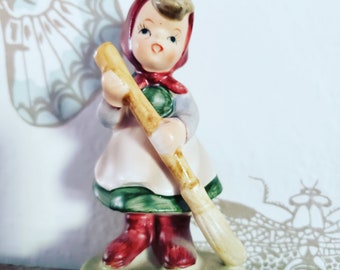 Vintage Napco Napcoware chica con figura de escoba 9903