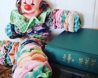 1950 Vintage hecho a mano Pinwheel payaso Yo Yo Tela