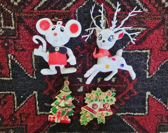 Juego de adornos navideños vintage de Woolworth de la década de 1960