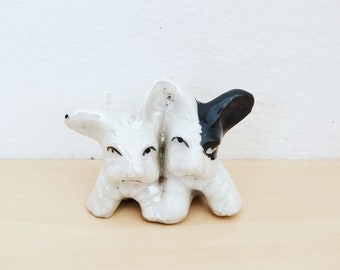 Vintage 1950s Black and White Twin Dogs Made in Japan