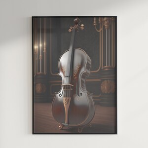 Dramatic Abstract Elegant Cello Picture for Posters, Frames, Digital Download