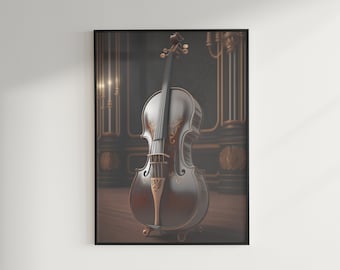 Photo de violoncelle élégant abstrait dramatique pour affiches, cadres, téléchargement numérique