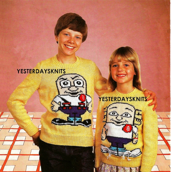 Rare Weetabix Dunk and Bixie Jumper Knitting Patterns in Double Knit size 66cm -81cm (26" – 32") – EXPERIENCED KNITTER