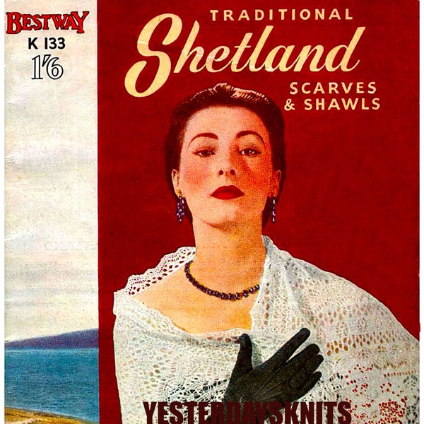 Vintage 1950's booklet of Traditional Shetland Scarves and Shawls knitting pattern - EXPERT KNITTER