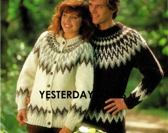 PDF of vintage women/'s knitting pattern from the 1950/'s. Cables Cardigan sizes 38 to 52 or men/'s for him or her bustchest 36-50