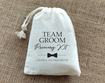 Team Groom Bachelor Party Favors - Custom Hangover Kits for Groomsmen- Bachelor Party Recovery Kit -Wedding Party Gift Bags - Hangover Kit