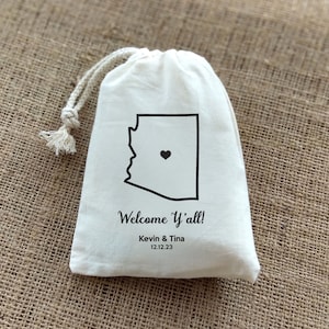 Arizona Welcome Bag-Custom State Wedding Favor Party Favor-Arizona Welcome Bag-Arizona Outline-Arizona Party Favor