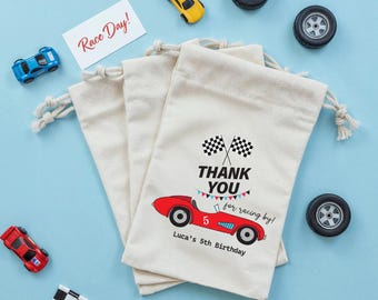 Race Car Party Birthday Bag-Kids Personalized Bag-Custom Birthday Favor Bag-Race Car Bag- Thank You Bags- Birthday Party Bags