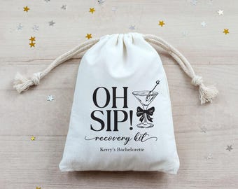 Oh Sip Hangover Recovery Kit Bags | Winery Bachelorette Trip | Bachelorette Party Gift | Hangover Kit Bags | Martini cocktail Recovery Bags