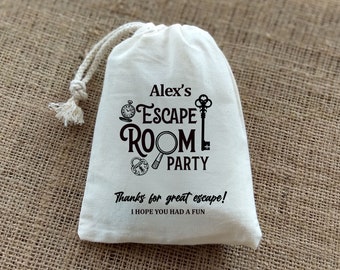 Escape Room Party Bags-Mystery Party-Kids Personalized Bag-Custom Favor Bag- Thank You Bags- Birthday Party Bags