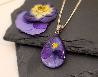 Purple Pansy Flower Necklace Love Necklace Pansy Jewelry