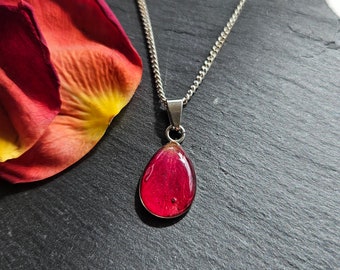 Red Rose Teardrop Necklace Love Necklace