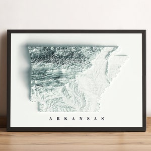 Kaart van Arkansas, 2D-reliëfkaart van Arkansas, minimalistische kaart van Arkansas, Arkansas ingelijste poster, Arkansas vintage, Arkansas wanddecoratie - 2D FLAT PRINT