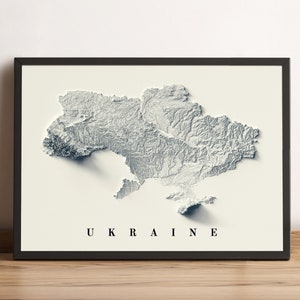 Ukraine Karte, Ukraine 2D Reliefkarte, Ukraine Vintage Karte, Ukraine Wandkunst, Ukraine Druck, Ukraine Minimalistische Karte Geschenk - 2D FLACHDRUCK
