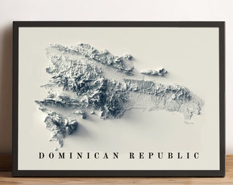 Dominican Republic Map, Dominican Republic 2D Relief Map, República Dominicana Minimalist Map, Dominican Republic Wall Art - 2D FLAT PRINT