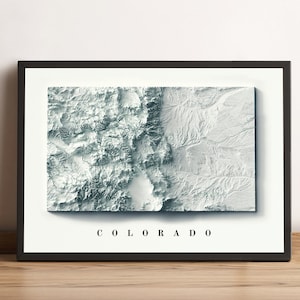 Kaart van Colorado, Colorado 2D-reliëfkaart, Colorado ingelijste muurdecoratie, Colorado Vintage Print, Colorado minimalistische cadeaukaart - 2D FLAT PRINT