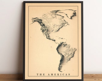 アメリカ大陸ミニマリスト立体地図 | 南アメリカ地図 | 中央アメリカ
