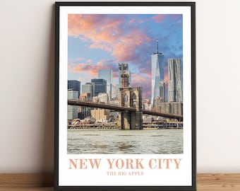 New York Poster, New York City Travel Print, NYC Art Print, New York Wall Art Decor, NY Print, New York Vintage Print