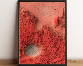 Marskaart, Mars 2D-reliëfkaart, Mars minimalistische kaart, Mars Print, Mars Topo-kaart, Mars gedrukte kaart, Mars ingelijste kaart - 2D FLAT PRINT