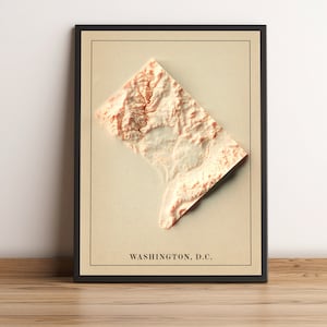 Washington Map, Washington 2D Reliefkarte, Washington Minimalistisches Poster, Washington, Washington Wandkunst - 2D FLACHDRUCK