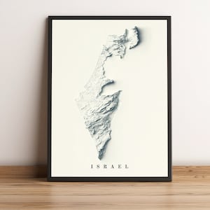 Israel Karte, Israel 2D Reliefkarte, Israel Vintage Karte, Israel Poster, Israel Wandkunst, Israel Druck - 2D FLACHDRUCK