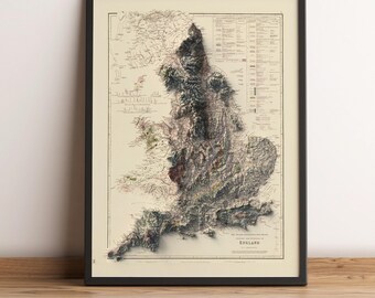 Mapa topográfico de Irlanda: Impresión de elevación vintage de 1962 - IMPRESIÓN PLANA 2D