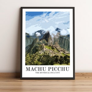 Machu Picchu Poster, Machu Picchu Travel Print, Machu Picchu Gift, Machu Picchu Wall Decor, Peru Wall Art