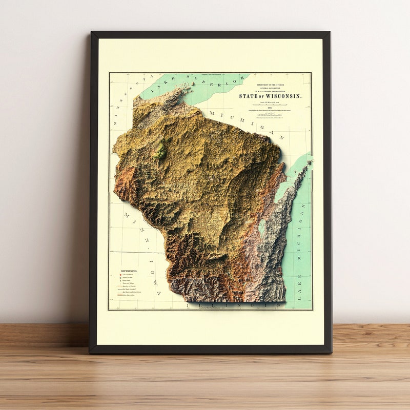 Wisconsin Map Art - Etsy