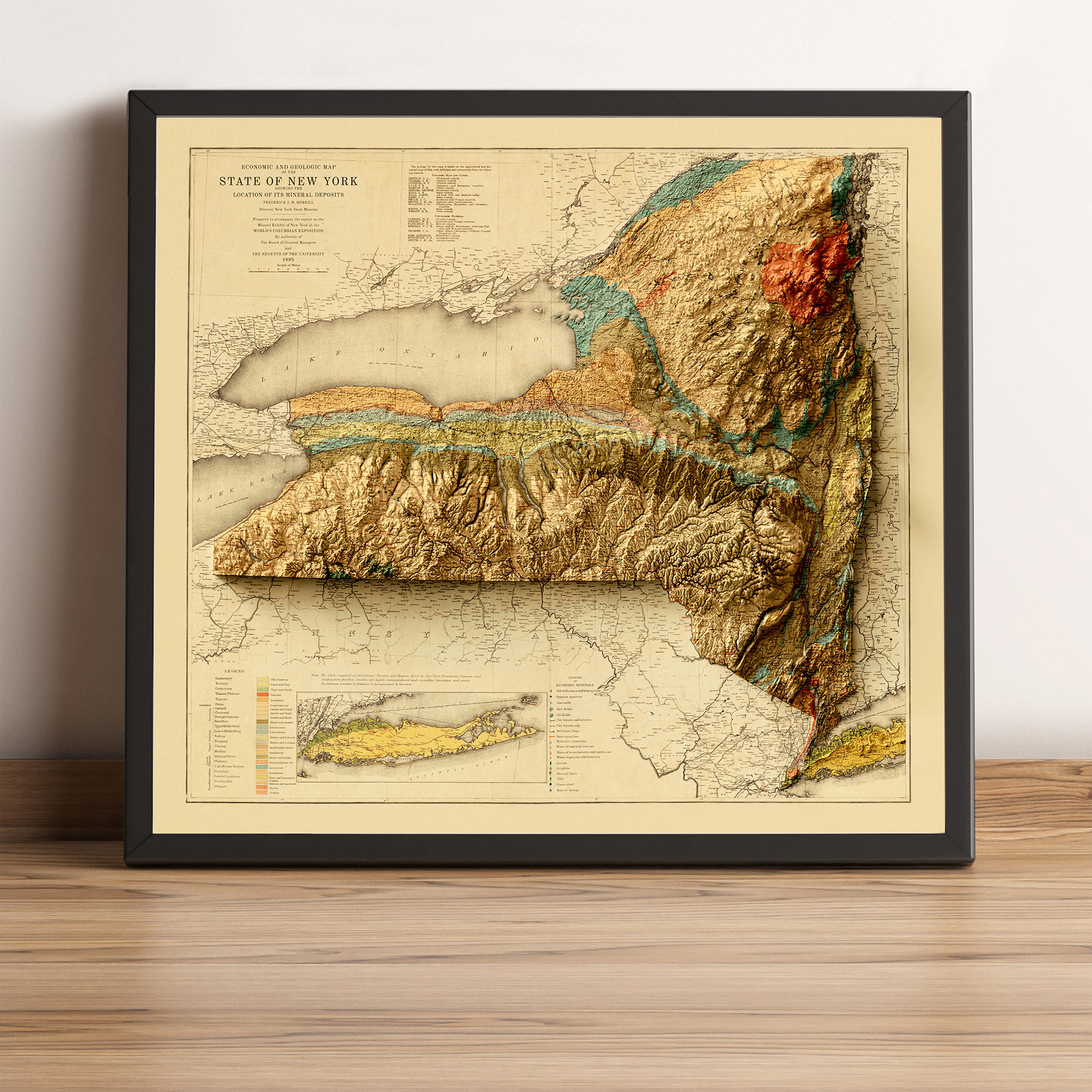 New York State Map New York 2D Relief Map New York Etsy