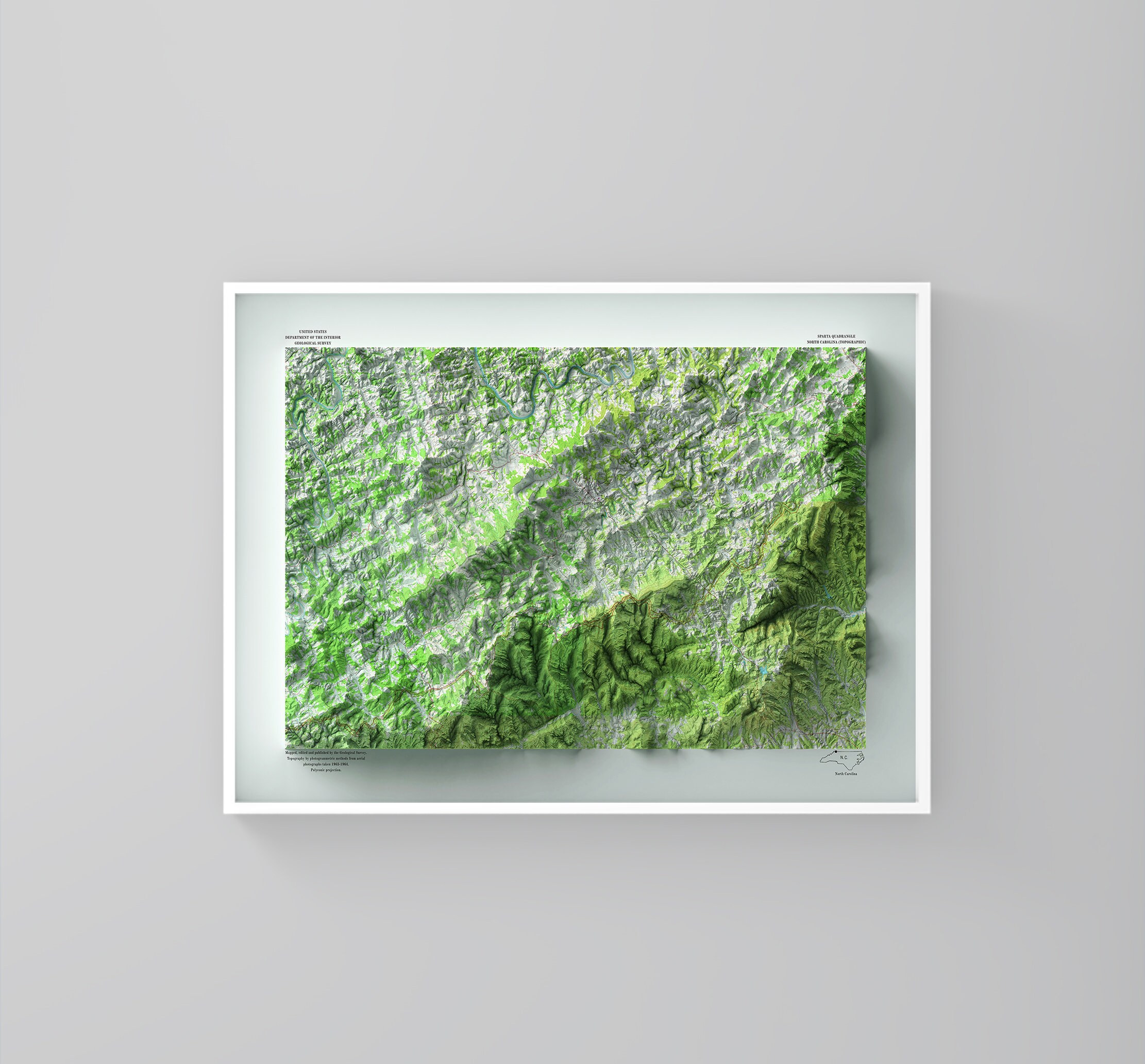 Alleghany Co North Carolina Map Alleghany County Relief Map Etsy