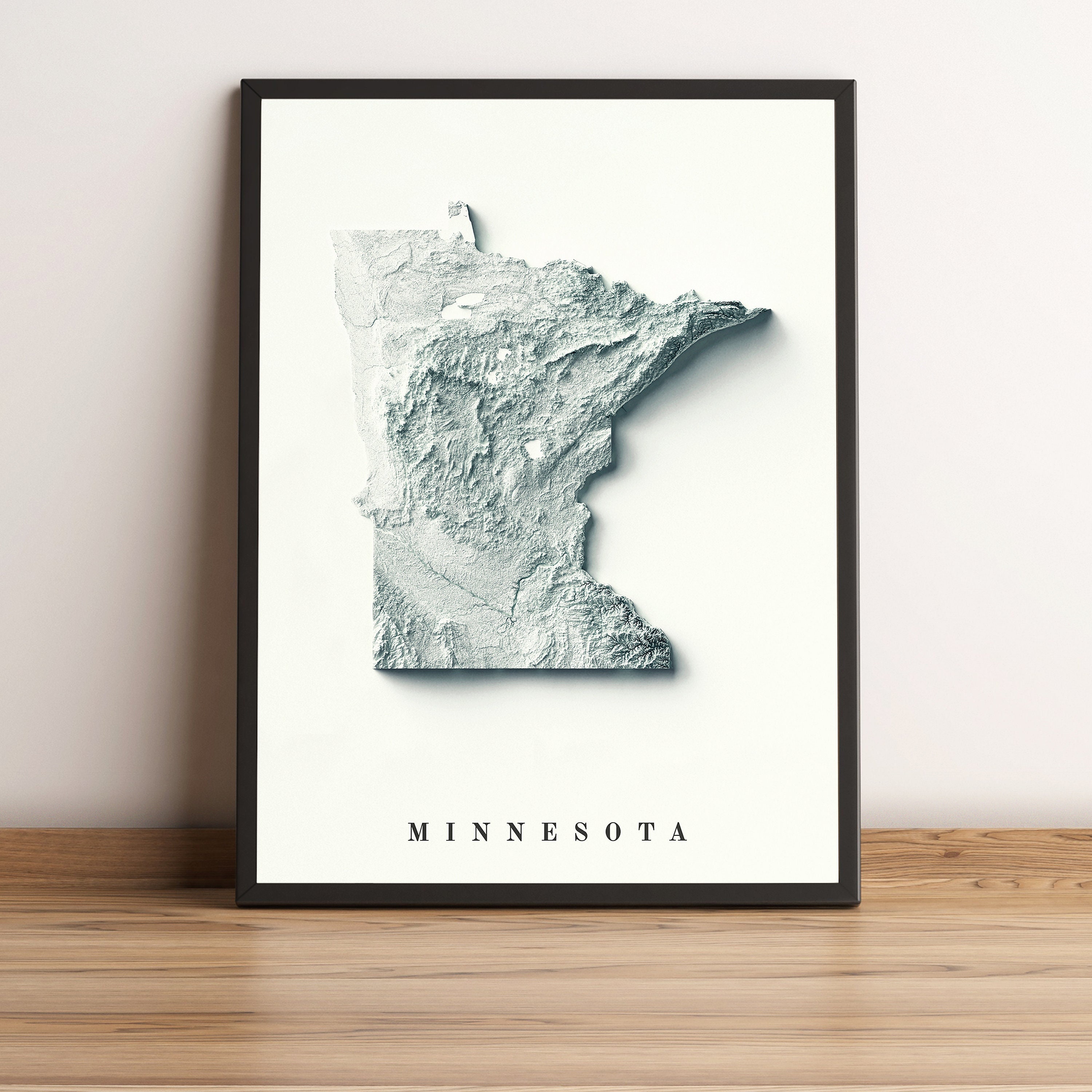 Minnesota Map, Minnesota 2D Relief Map, Minnesota Minimalist Map, Minnesota Wall Art, Minnesota Poster - 2D FLAT PRINT