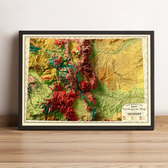 3d Map Of Colorado Colorado Map Relief Map Of Colorado Colorado Historical | Etsy Canada