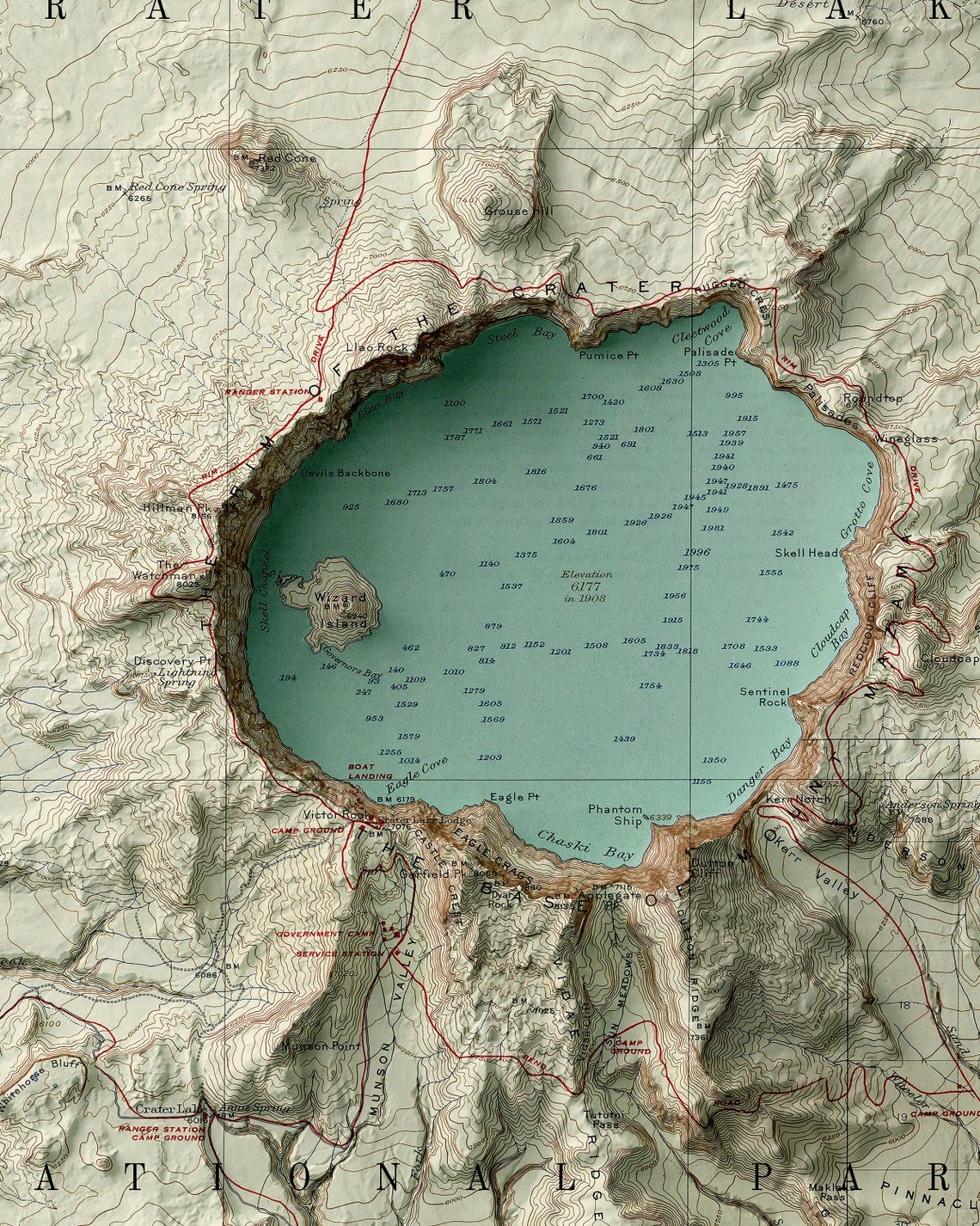 Crater Lake Oregon Map Crater Lake 2D Relief Map Crater Lake - Etsy