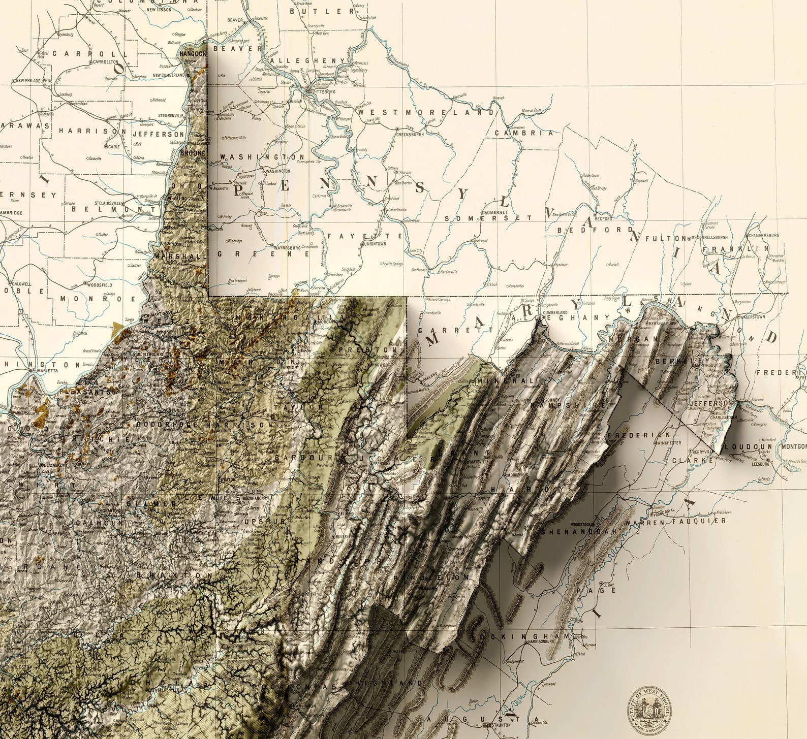 West Virginia Relief Map