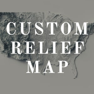 Custom Relief Map, Custom Poster, Relief Map of the Country/Region You Want - 2D FLAT PRINT