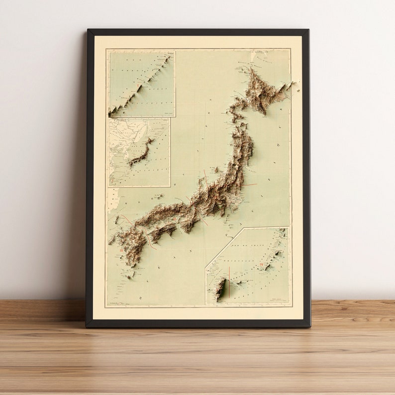 Japan Map, Japan 2D Relief Map, Japan Historical Map, Japan Old Map ...