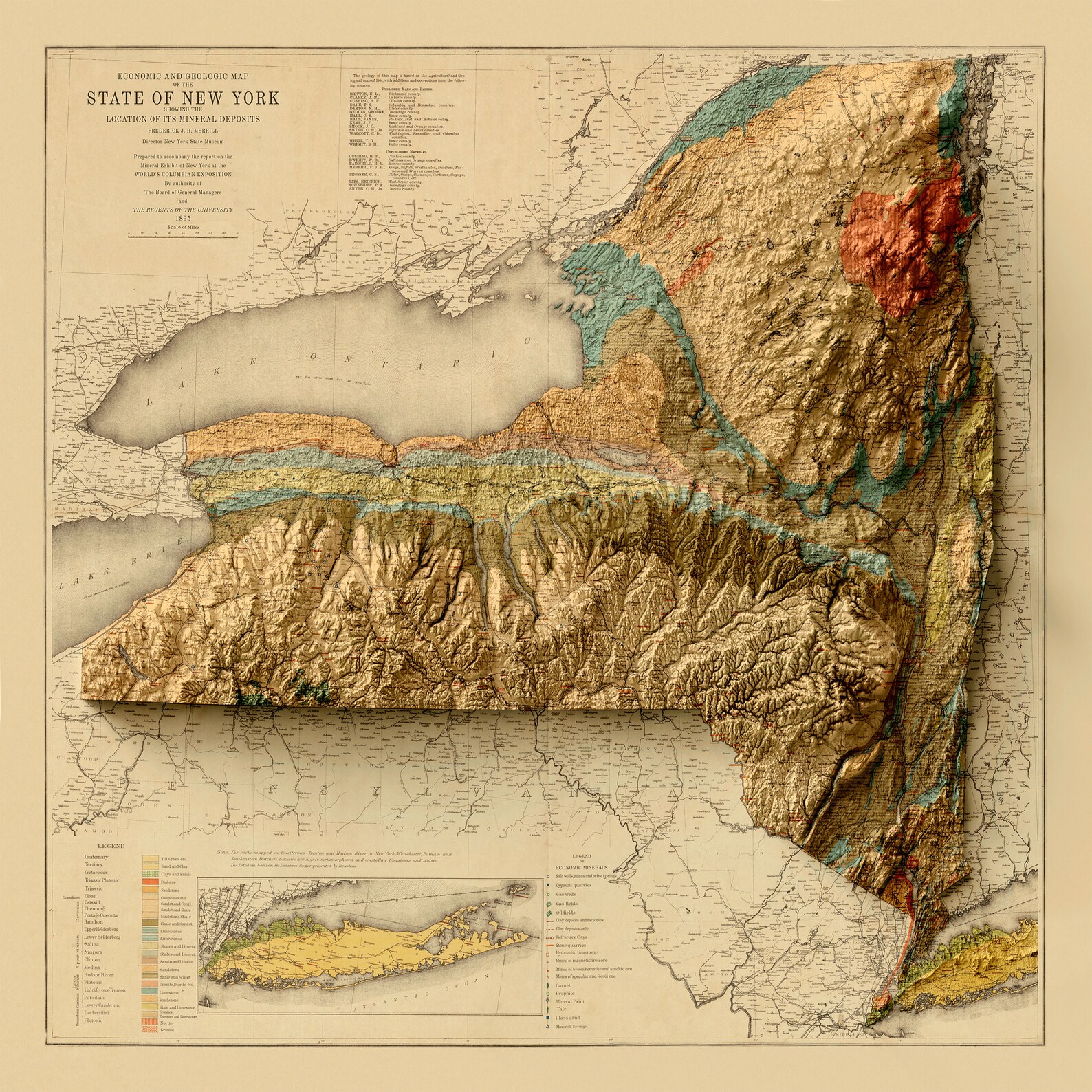 New York State Map Relief Map of New York New York Etsy