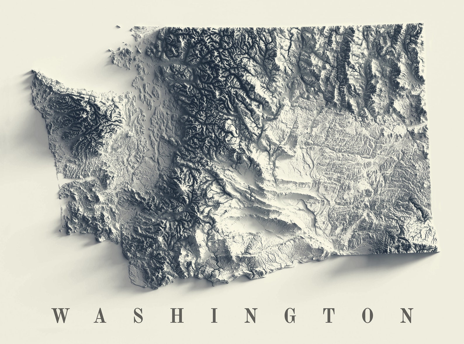 Washington Map Washington State 2D Relief Map Washington - Etsy