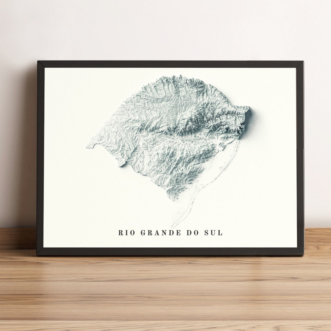 Carte Relief 2D Rio Grande Do Sul (Brésil) - Style Vintage - Think About Maps