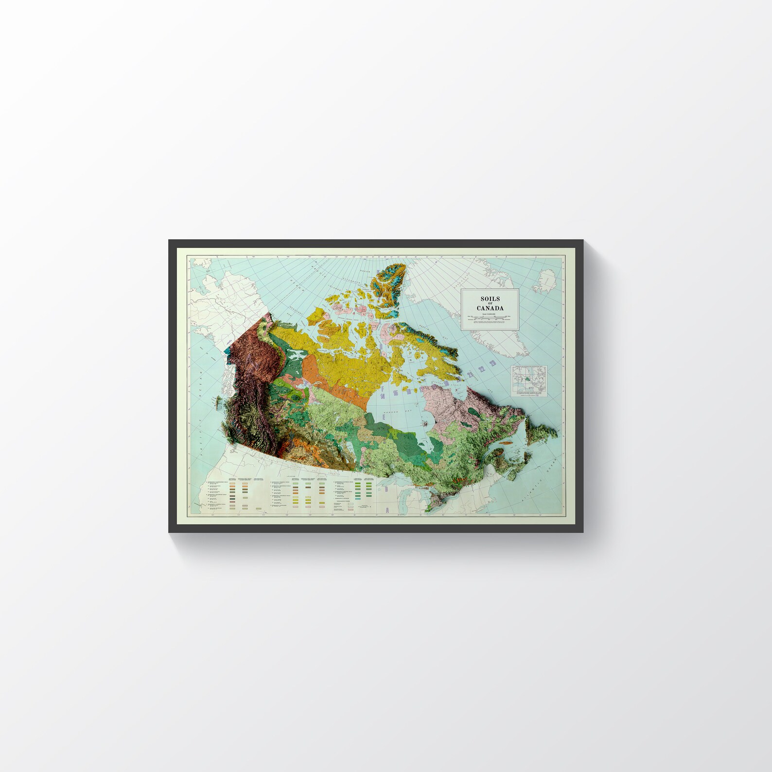 Canada Map Canada 2D Relief Map Canada Topo Map Canada Etsy
