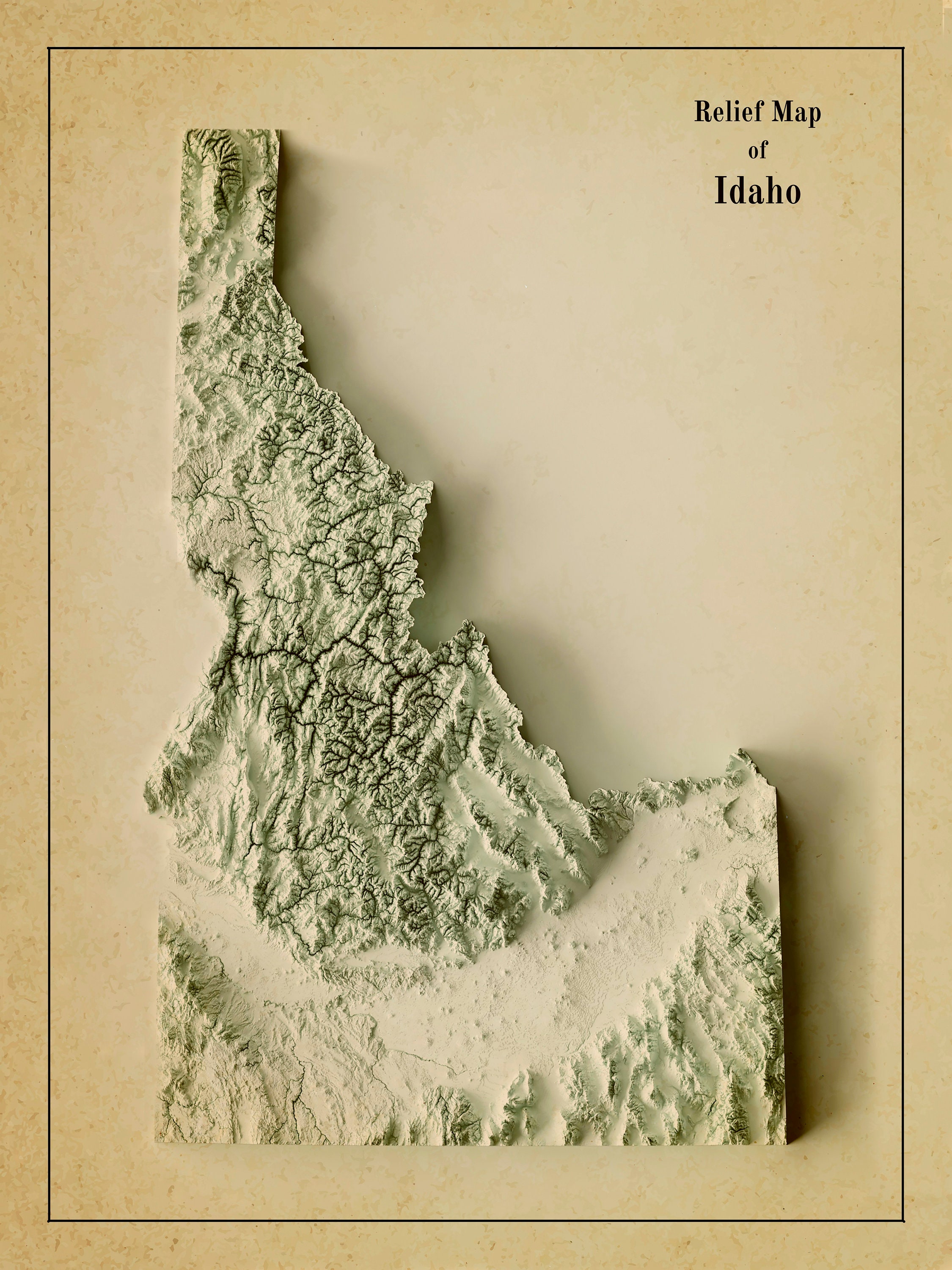 Idaho Map Idaho 2D Relief Map Idaho Print Idaho Vintage - Etsy