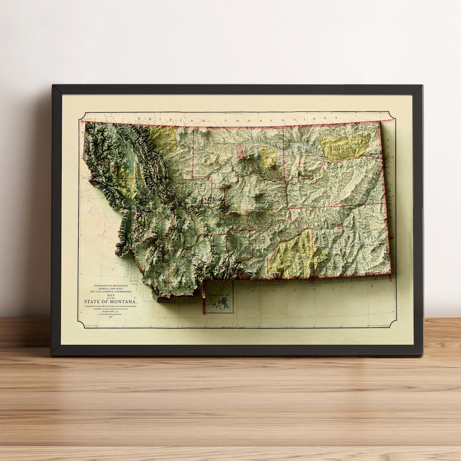 Montana Map Montana 2D Relief Map Montana Topo Map Montana - Etsy