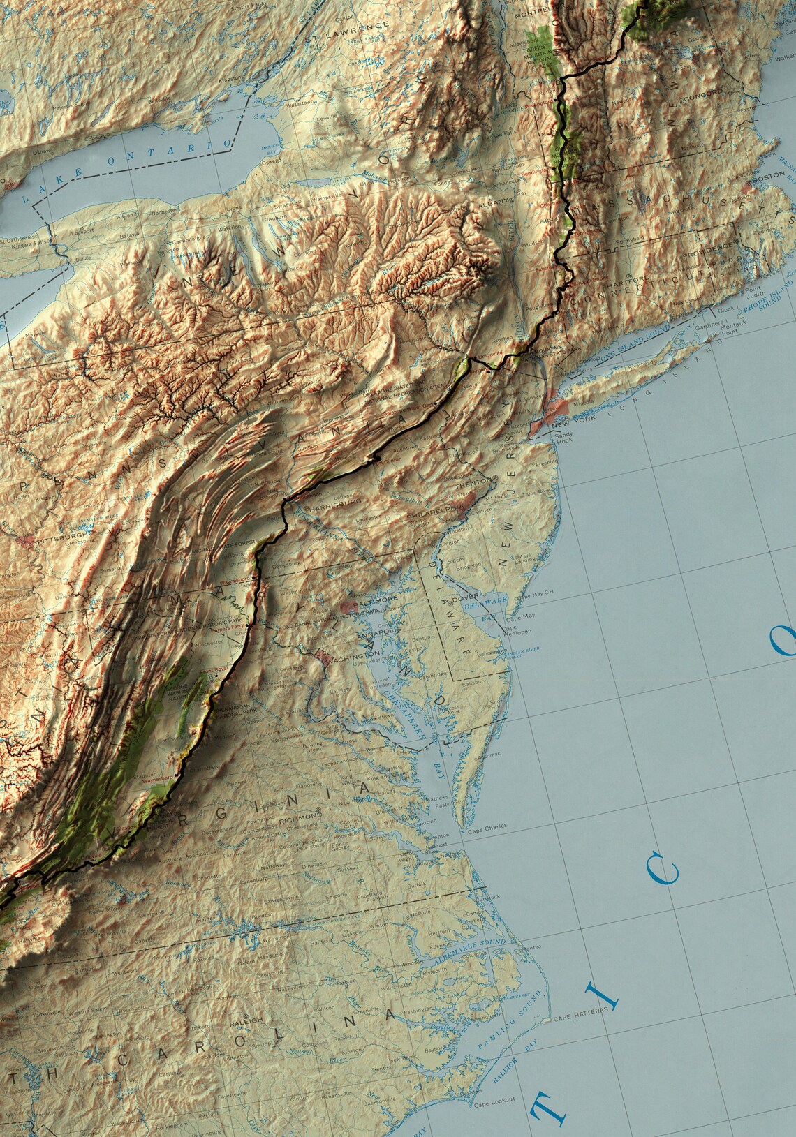 Appalachian Trail Map Appalachian Trail 2D Relief Map Etsy