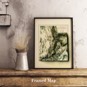 Kaart van Utah (versie 2), 2D-reliëfkaart van Utah, historische kaart van Utah, vintage kaart van Utah, antieke kaart van Utah, cadeaukaart Utah - 2D FLAT PRINT
