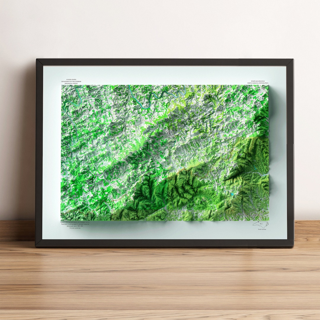 Alleghany Co North Carolina Map Alleghany County Relief Map Etsy