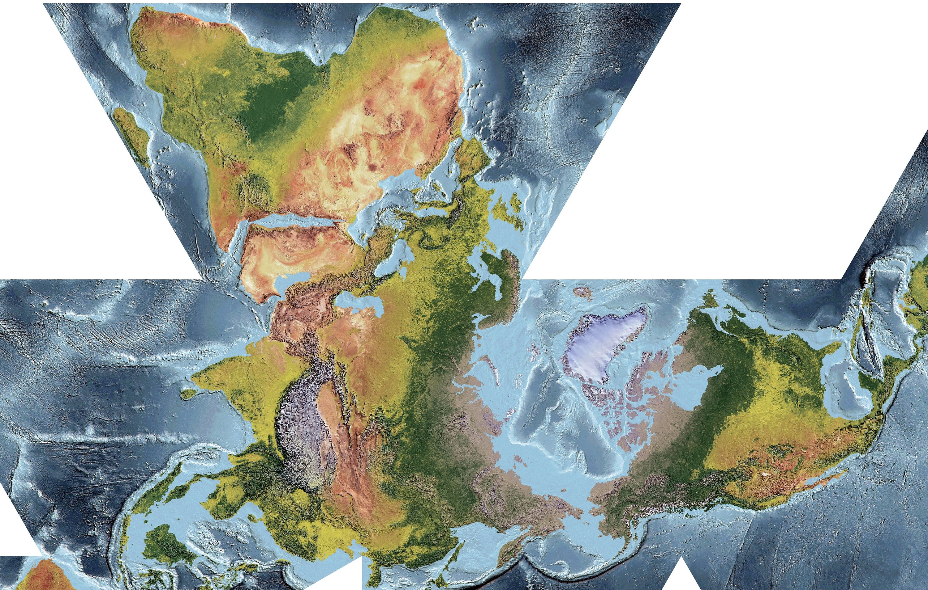 FULLER PROJECTION World Map World Natural Map World Map  Etsy