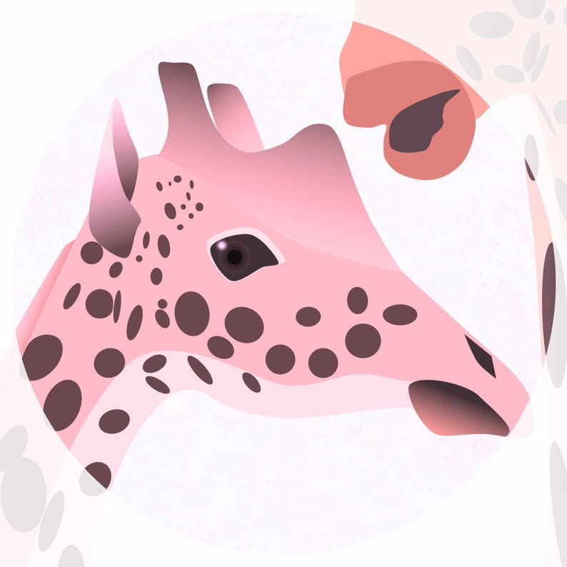 Gallery Wall Art print Modern art Unique art Two adorable giraffes digital drawing Digital print Illustration Wall art