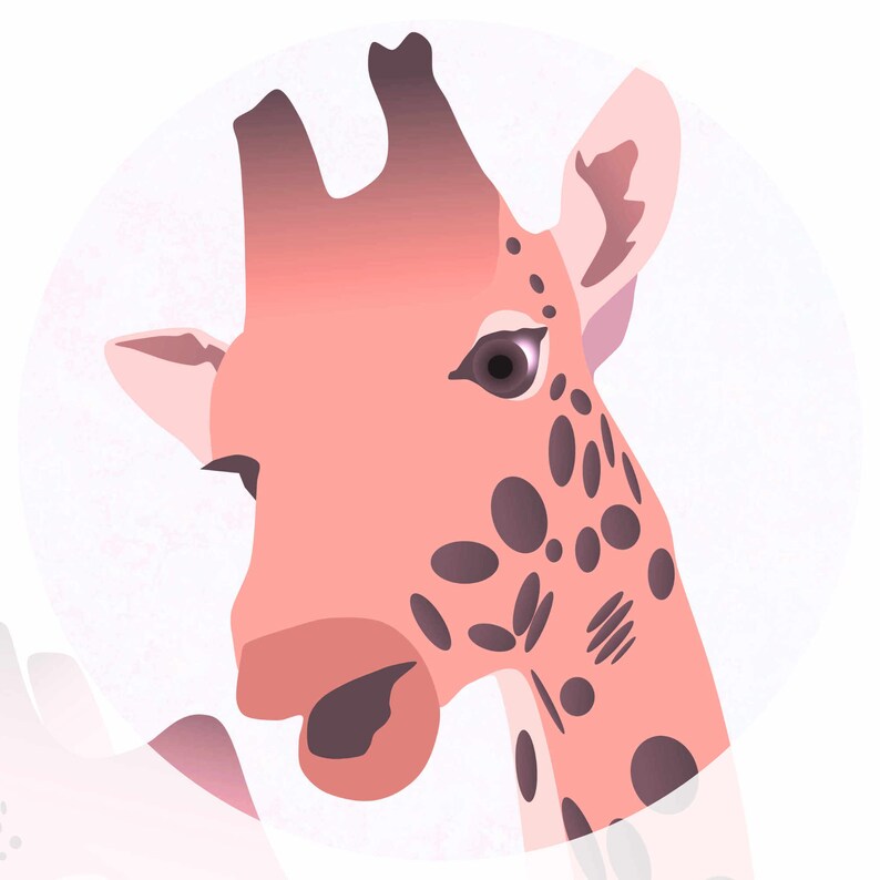 Gallery Wall Art print Modern art Unique art Two adorable giraffes digital drawing Digital print Illustration Wall art